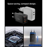 Spigen Essential oplader 47W 2xUSB-C 1xUSB-A Sort