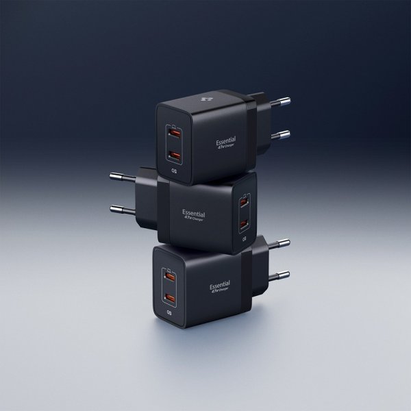 Spigen Essential Oplader 47W 2xUSB-C Sort