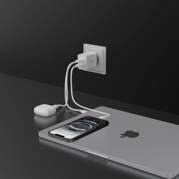 Spigen Essential Oplader 47W 2xUSB-C Hvid