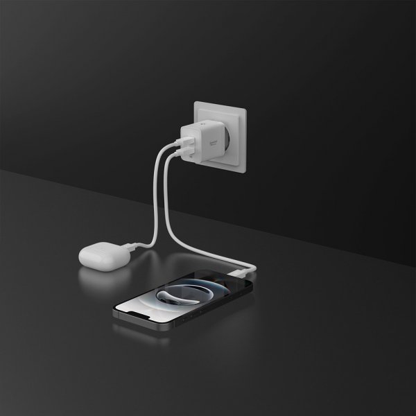 Spigen Essential Oplader 47W 2xUSB-C Hvid