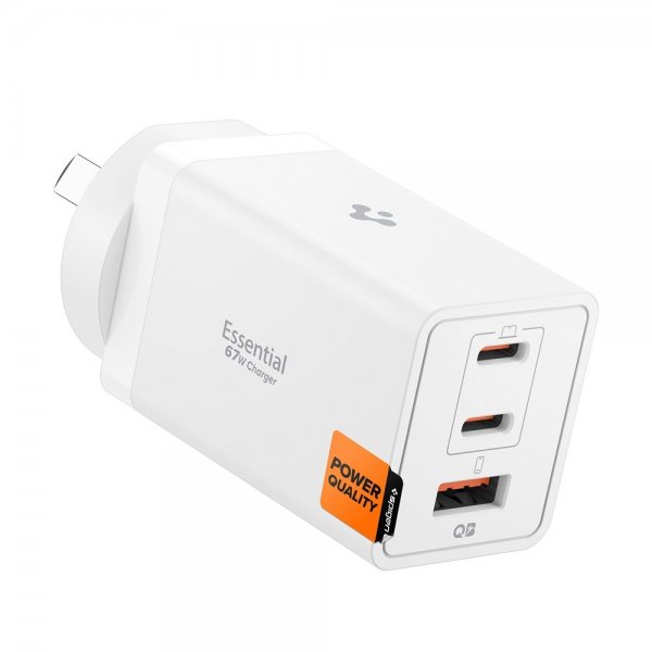 Spigen Essential Oplader 67W 2xUSB-C 1xUSB-A Hvid