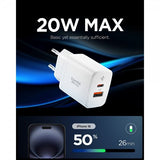 Spigen Essential Oplader USB-C/USB-A 20W Hvid