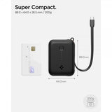 Spigen Essential Powerbank med indbygget kabel 10.000 mAh 30W Sort