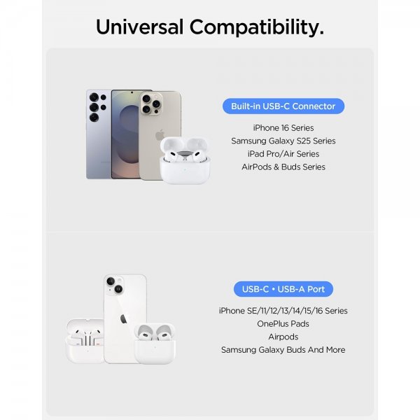 Spigen Essential Powerbank med indbygget kabel 10.000 mAh 30W Sort