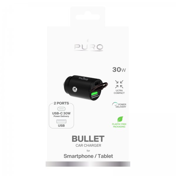 Puro Billader Bullet 30W USB-C/USB-A Svart