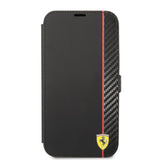 Ferrari iPhone 14 Pro Max Cover Carbon Effect Metal Logo Sort