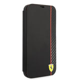Ferrari iPhone 14 Pro Max Cover Carbon Effect Metal Logo Sort