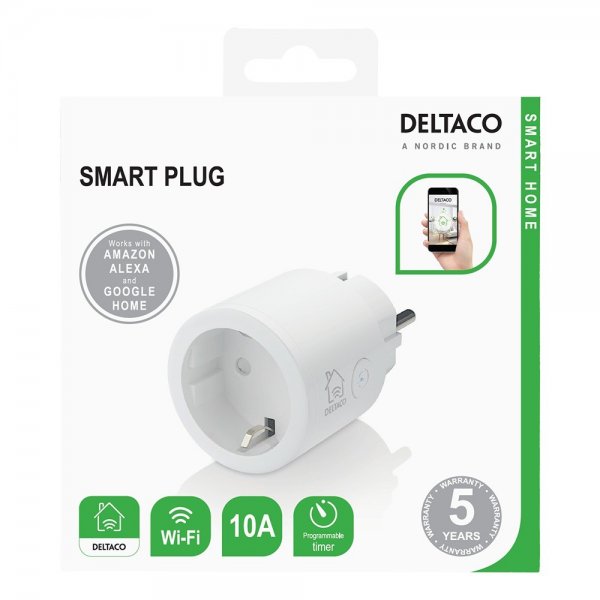 Deltaco Smart Home Fjernstrømafbryder Smart Plug WiFi