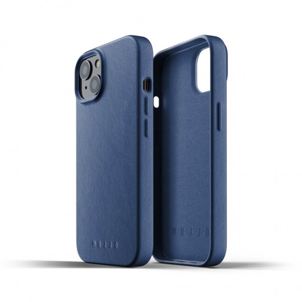 Mujjo iPhone 13 Etui Full Leather Case Monaco Blue