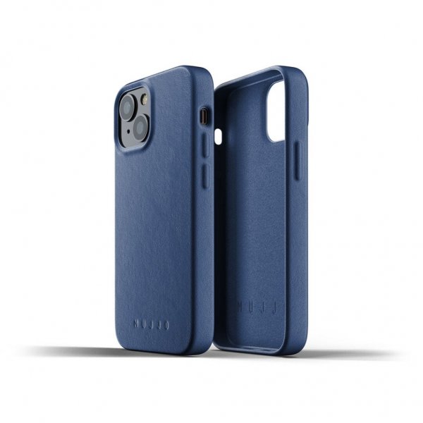 Mujjo iPhone 13 Mini Cover Full Leather Case Monaco Blue