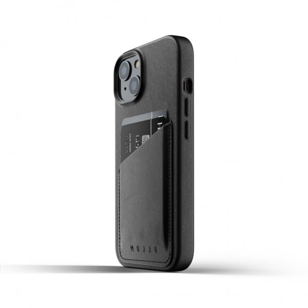 Mujjo iPhone 13 Etui Full Læder Wallet Case Sort