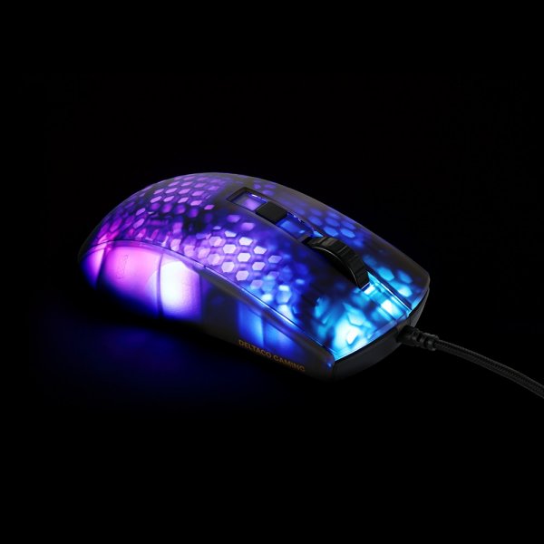 Deltaco Gaming DM310 Gaming Mus Halvgennemsigtig RGB Sort
