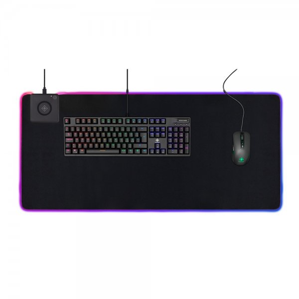 Deltaco Gaming DMP320 Gaming Musemåtte med RGB og trådløs opladning