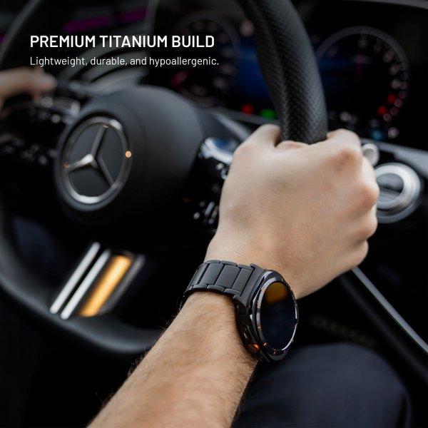 Fast Garmin QuickFit 22mm Armbånd Titaniumrem Sort