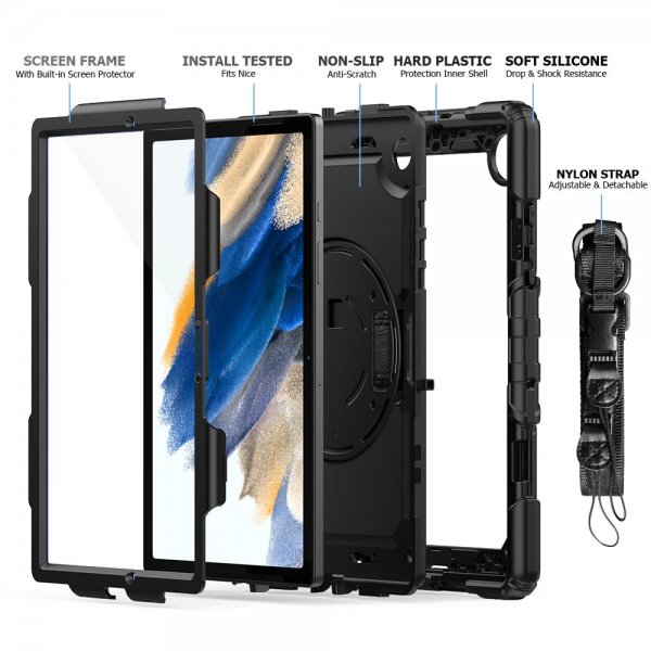 Armor-X Samsung Galaxy Tab A8 Cover Vandafvisende Robust Etui Håndrem Kickstand