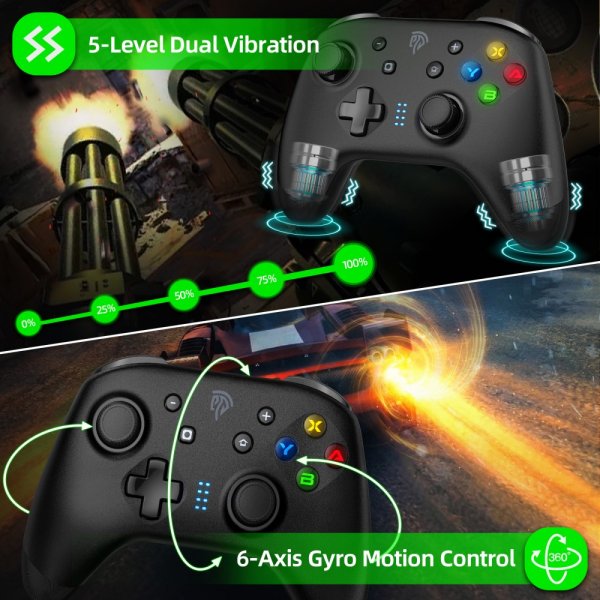 EasySMX Bayard 9124 Switch/Android/PC Programmerbar trådløs gamepad Sort