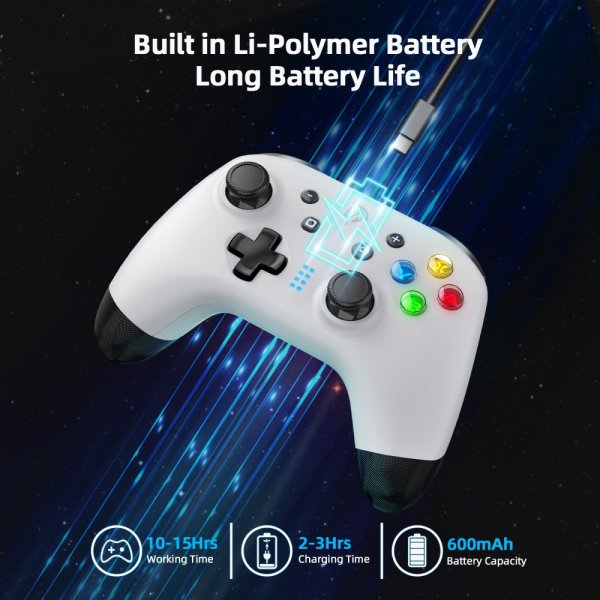 EasySMX Bayard 9124 Switch/Android/PC Programmerbar trådløs gamepad Hvid