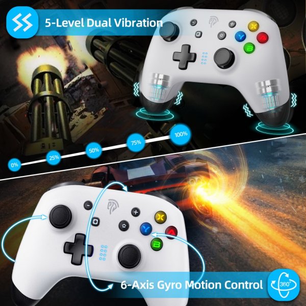 EasySMX Bayard 9124 Switch/Android/PC Programmerbar trådløs gamepad Hvid