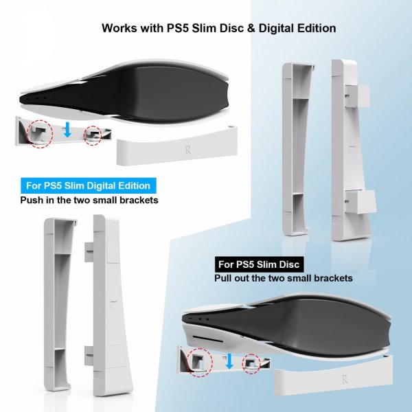JYS PlayStation 5 Slim (Digital/Disc Edition) Stand Hvid