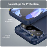 Google Pixel 10/Pixel 10 Pro Cover Børstet Kulfibertekstur Blå