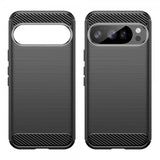 Google Pixel 10/Pixel 10 Pro Cover Børstet Kulfibertekstur Sort