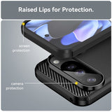 Google Pixel 10/Pixel 10 Pro Cover Børstet Kulfibertekstur Sort