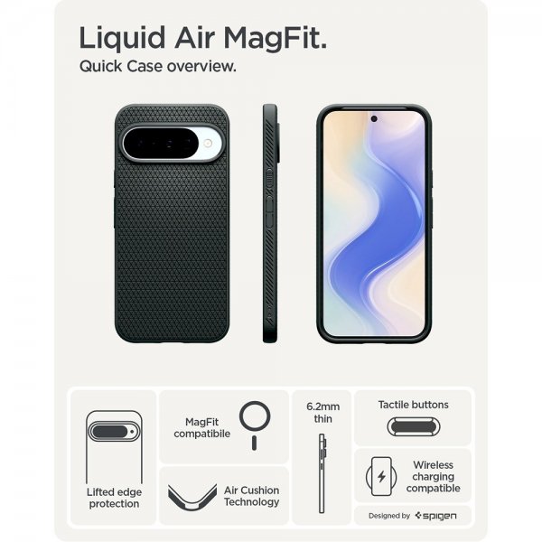 Spigen Google Pixel 10/Pixel 10 Pro Cover Liquid Air MagFit Abyss Green