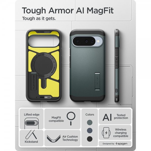 Spigen Google Pixel 10/Pixel 10 Pro Cover Tough Armor MagFit Abyss Green