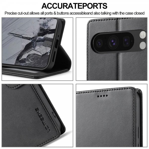 Lc.Imeeke Google Pixel 10 Pro XL Cover med Kortlomme Standerfunktion Sort