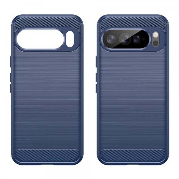 Google Pixel 10 Pro XL Cover Børstet Kulfibertekstur Blå