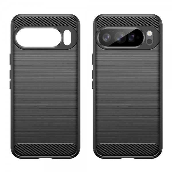 Google Pixel 10 Pro XL Cover Børstet Kulfibertekstur Sort