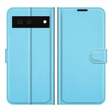 Google Pixel 6 Cover Litchi Blå