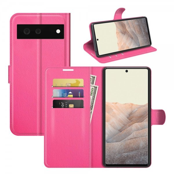 Google Pixel 6 Cover Litchi Magenta