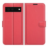 Google Pixel 6 Cover Litchi Rød