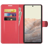 Google Pixel 6 Cover Litchi Rød