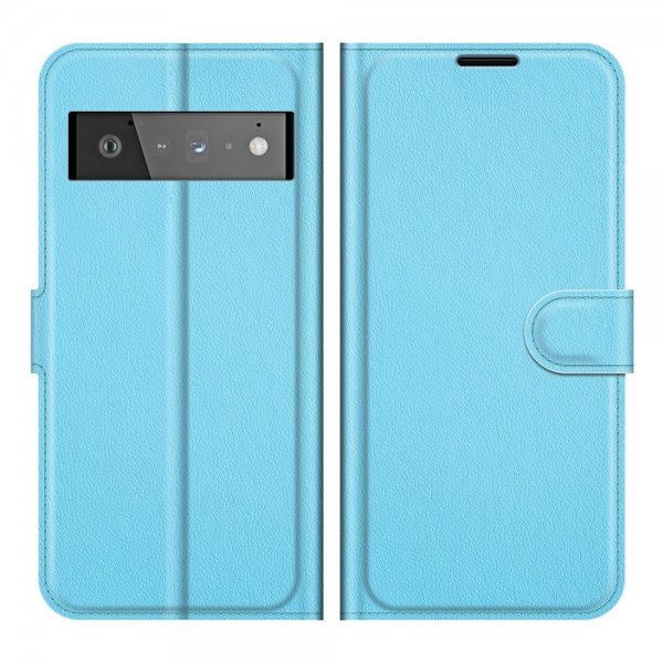 Google Pixel 6 Pro Cover Litchi Blå