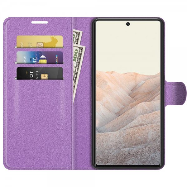 Google Pixel 6 Pro Cover Litchi Lilla
