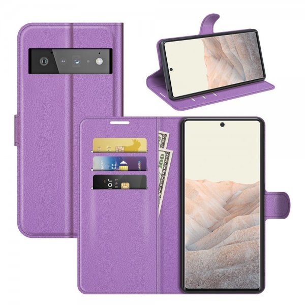 Google Pixel 6 Pro Cover Litchi Lilla