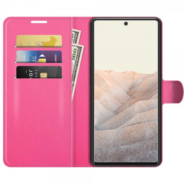 Google Pixel 6 Pro Cover Litchi Magenta