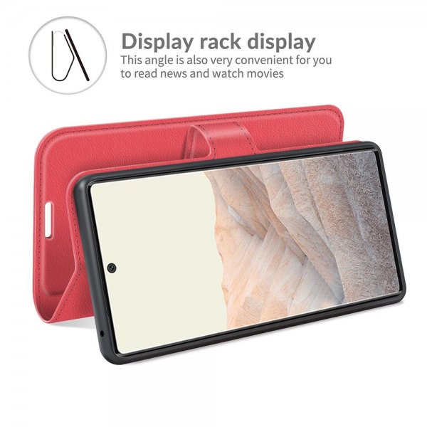 Google Pixel 6 Pro Cover Litchi Rød