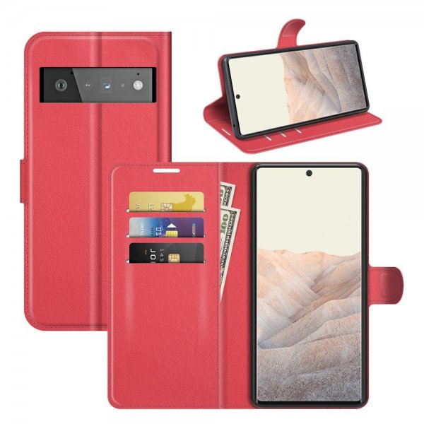 Google Pixel 6 Pro Cover Litchi Rød