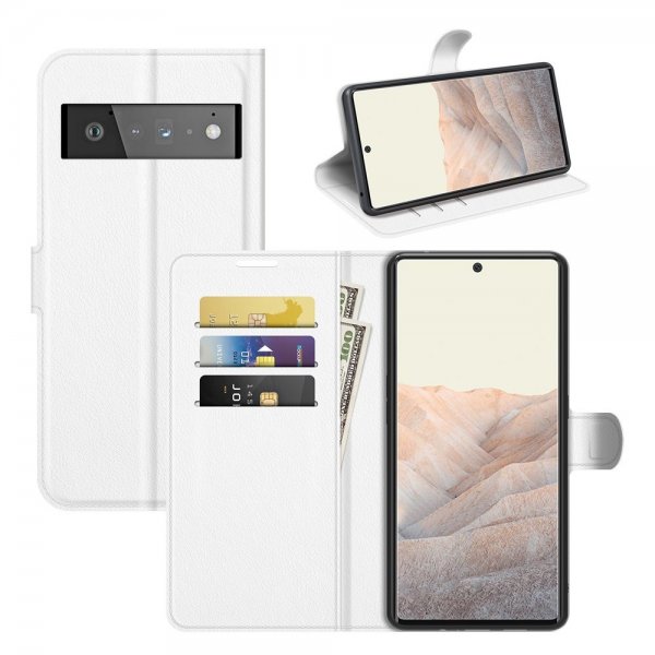 Google Pixel 6 Pro Cover Litchi Hvid