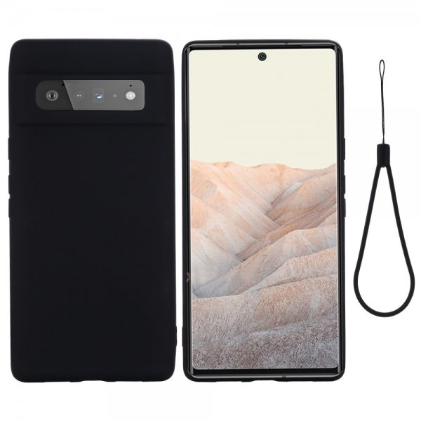 Google Pixel 6 Pro Cover med Rem Silikone Sort