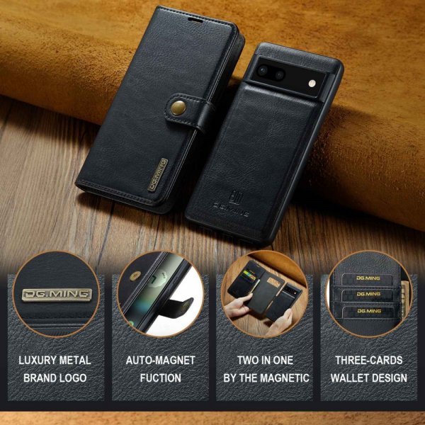 Dg.Ming Google Pixel 6a Etui med Aftageligt Cover Sort