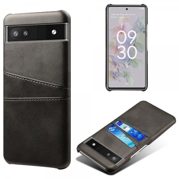Google Pixel 6a Cover med to Kortlommer Sort