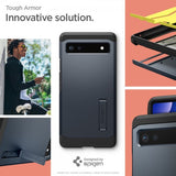 Spigen Google Pixel 6a Cover Tough Armor Metal Slate