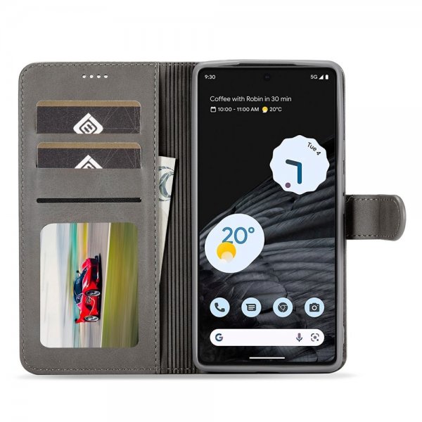 Lc.Imeeke Google Pixel 7 Pro Cover med Kortlomme og Standfunktion Grå
