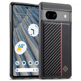 Lc.Imeeke Google Pixel 7 Cover Kulfibertekstur Rød Stribe Sort