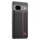 Lc.Imeeke Google Pixel 7 Cover Kulfibertekstur Rød Stribe Sort