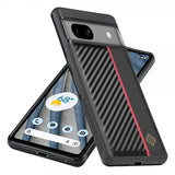 Lc.Imeeke Google Pixel 7 Cover Kulfibertekstur Rød Stribe Sort